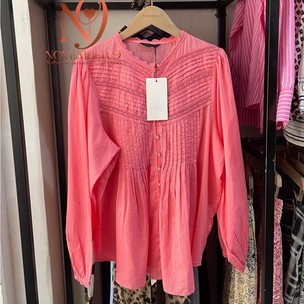 Zara Women's Pink Lace Detail Blouse 5770/234